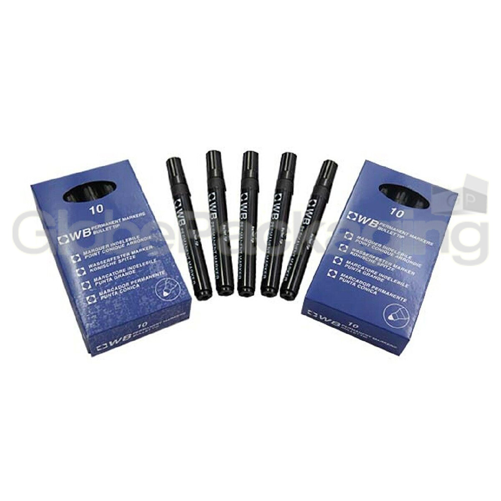 1000 x QUALITY BLACK BULLET TIP PERMANENT MARKER PENS